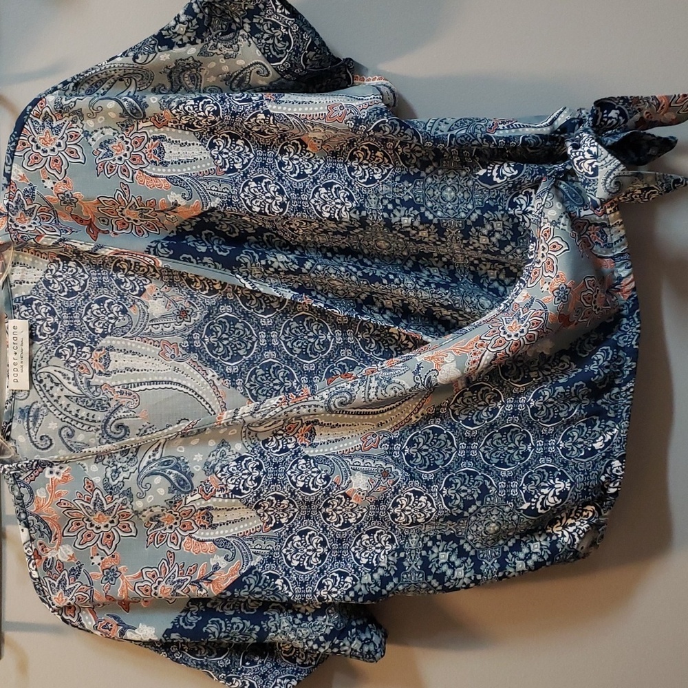 Paper Crane NWOT Faux Wrap Crop Top with Side Tie